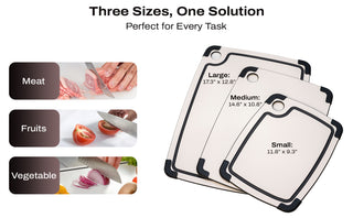 Bundle of 2 Wood Fiber Cutting Boards – Non-Slip Pine Composite Boards with Juice Groove – Reversible & Knife Friendly – Off-White Kitchen Chopping Boards Set