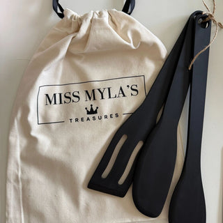 3-Piece Eco-Friendly Kitchen Utensil Set – Pine Wood Composite Cooking Tools with Reusable Canvas Storage Bag