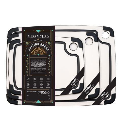 3-Piece Premium Pine Wood Fiber Cutting Board Set – Non-Slip, Double-Sided, Eco-Friendly – Small, Medium & Large Kitchen Boards