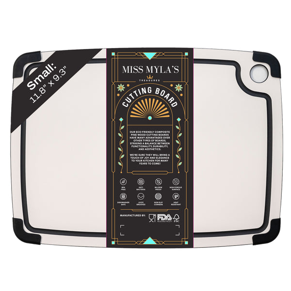 Small Wood Cutting Board 9.3” x 11.8” – BPA-Free, Non-Slip, Juice