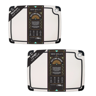 Bundle of 2 Wood Fiber Cutting Boards – Non-Slip Pine Composite Boards with Juice Groove – Reversible & Knife Friendly – Off-White Kitchen Chopping Boards Set