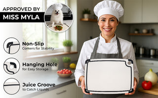 Bundle of 2 Wood Fiber Cutting Boards – Non-Slip Pine Composite Boards with Juice Groove – Reversible & Knife Friendly – Off-White Kitchen Chopping Boards Set